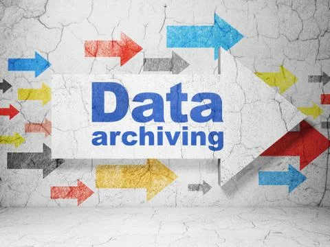 Data concept: arrow with Data Archiving on grunge wall background 스톡 일러스트