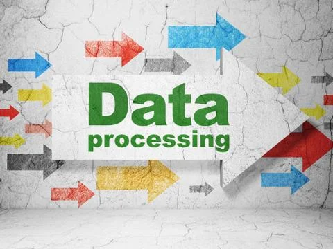 Data concept: arrow with Data Processing on grunge wall background Stock Illustration