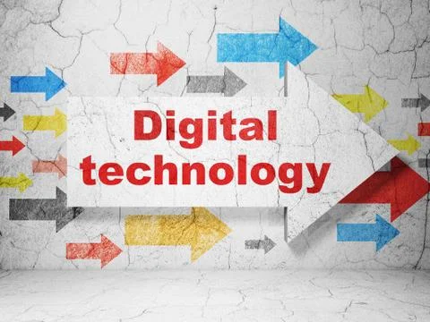 Data concept: arrow with Digital Technology on grunge wall background イラスト素材