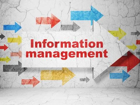 Data concept: arrow with Information Management on grunge wall background Stock Illustration