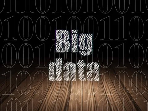 Data concept: Big Data in grunge dark room Stock Illustration