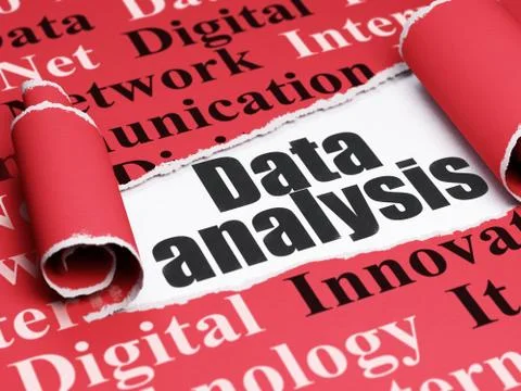 Data concept: black text Data Analysis under the piece of  torn paper Illustrazione stock