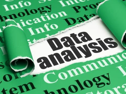 Data concept: black text Data Analysis under the piece of  torn paper Stock Illustration
