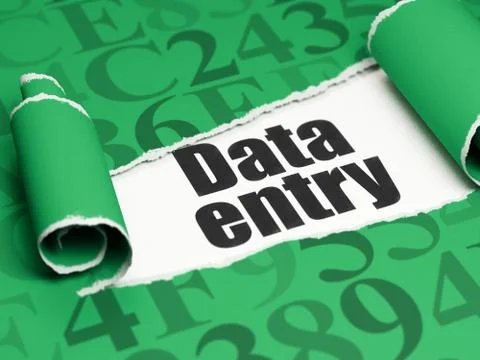 Data concept: black text Data Entry under the piece of  torn paper Stock Illustration