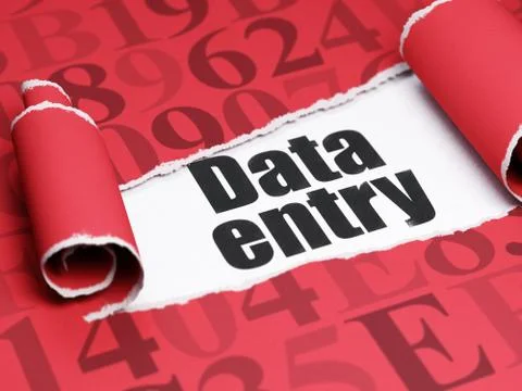 Data concept: black text Data Entry under the piece of  torn paper Stock Illustration