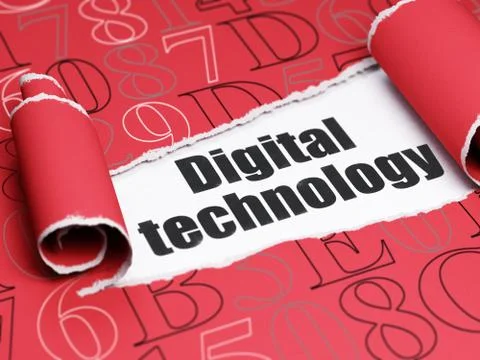 Data concept: black text Digital Technology under the piece of  torn paper イラスト素材