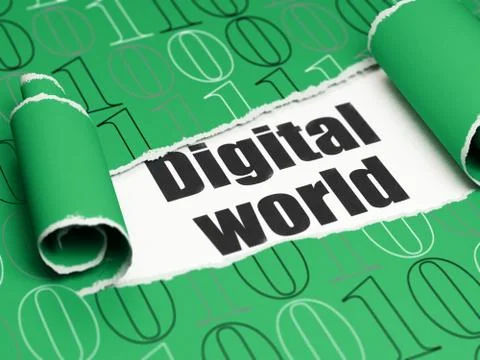 Data concept: black text Digital World under the piece of  torn paper Stock Illustration