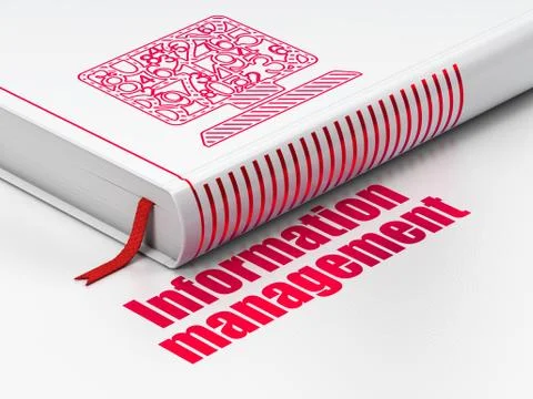 Data concept: book Computer Pc, Information Management on white background Stock Illustration