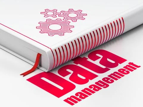 Data concept: book Gears, Data Management on white background Stock Illustration