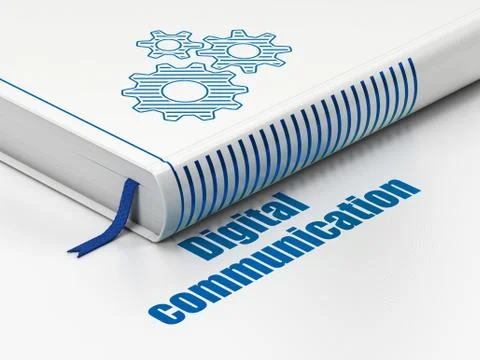 Data concept: book Gears, Digital Communication on white background Stock Illustration