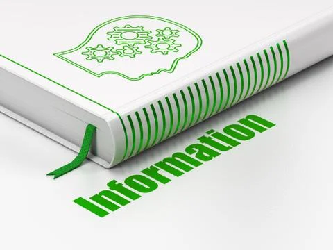 Data concept: book Head With Gears, Information on white Illustrazione stock