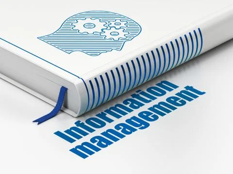 Data concept: book Head With Gears, Information Management on white background Stock Illustration