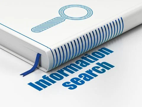 Data concept: book Search, Information Search on white background Stock Illustration