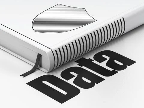 Data concept: book Shield, Data on white background Stock Illustration