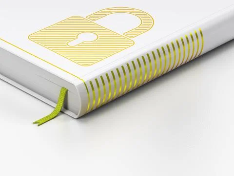Data concept: closed book, Closed Padlock on white background Stock Illustration