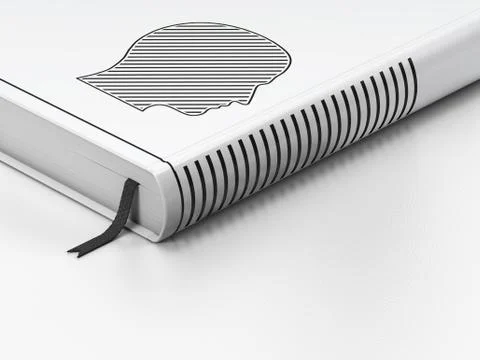 Data concept: closed book, Head on white background 스톡 일러스트