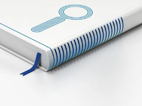 Data concept: closed book, Search on white background Stock Illustration