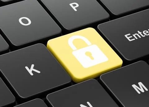 Data concept: Closed Padlock on computer keyboard background Stock Illustration