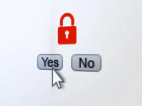 Data concept: Closed Padlock on digital computer screen 스톡 일러스트