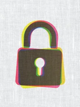 Data concept: Closed Padlock on fabric texture background 스톡 일러스트