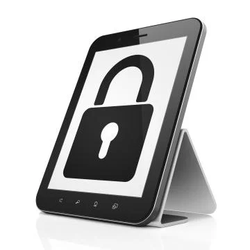 Data concept: Closed Padlock on tablet pc computer 스톡 일러스트