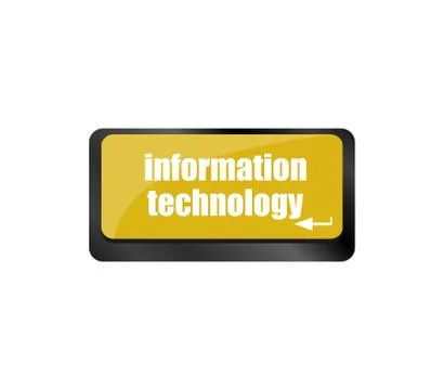 Data concept. computer keyboard with word Information Technology on enter but Illustrazione stock