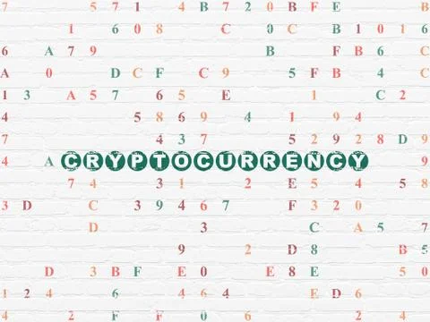 Data concept: Cryptocurrency on wall background Stockillustratie