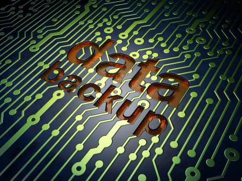 Data concept: Data Backup on circuit board background Illustrazione stock