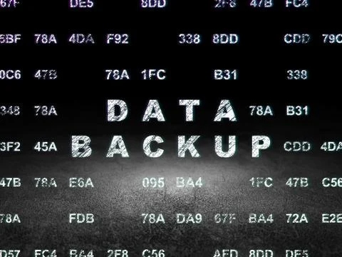 Data concept: Data Backup in grunge dark room Stock Illustration