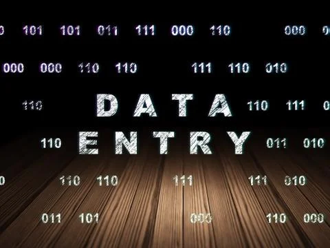 Data concept: Data Entry in grunge dark room Illustrazione stock