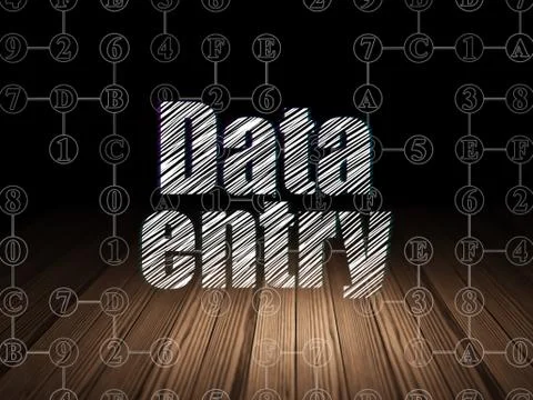 Data concept: Data Entry in grunge dark room 库存插图