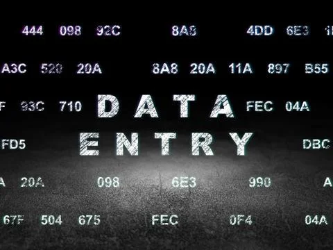 Data concept: Data Entry in grunge dark room Stock Illustration