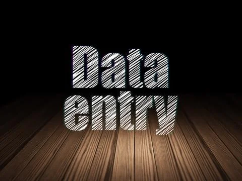 Data concept: Data Entry in grunge dark room Illustrazione stock