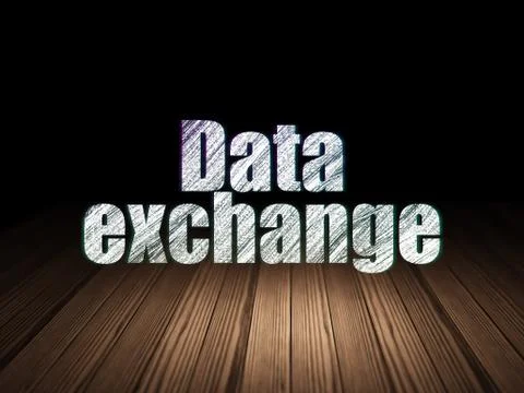 Data concept: Data Exchange in grunge dark room Stockillustratie