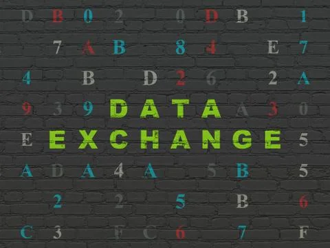 Data concept: Data Exchange on wall background Illustrazione stock