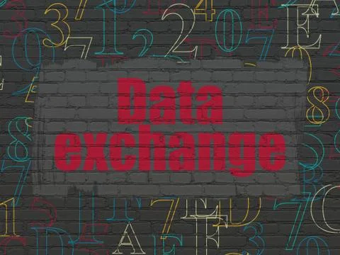 Data concept: Data Exchange on wall background Illustrazione stock