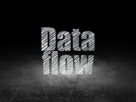 Data concept: Data Flow in grunge dark room イラスト素材