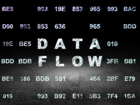 Data concept: Data Flow in grunge dark room Stock Illustration