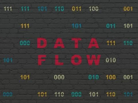 Data concept: Data Flow on wall background Stock Illustration