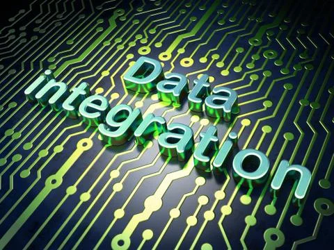 Data concept: Data Integration on circuit board background Illustrazione stock