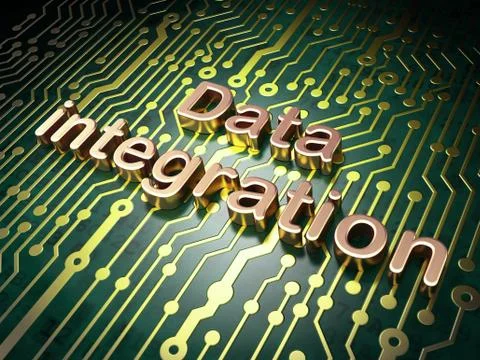 Data concept: Data Integration on circuit board background Illustrazione stock