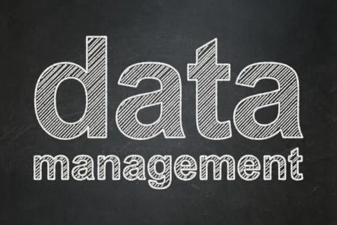 Data concept: Data Management on chalkboard background Stock Illustration