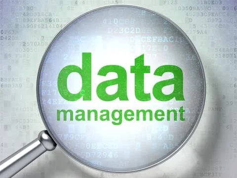Data concept: Data Management with optical glass Stock Illustration