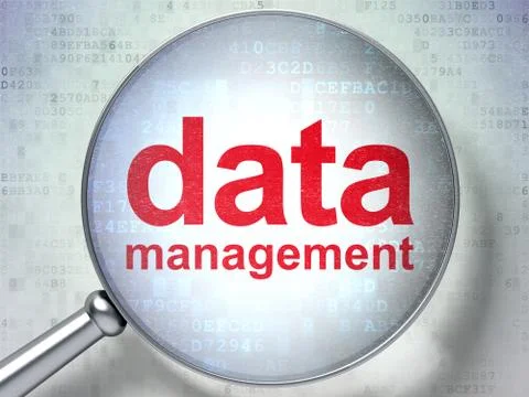 Data concept: Data Management with optical glass Stock Illustration