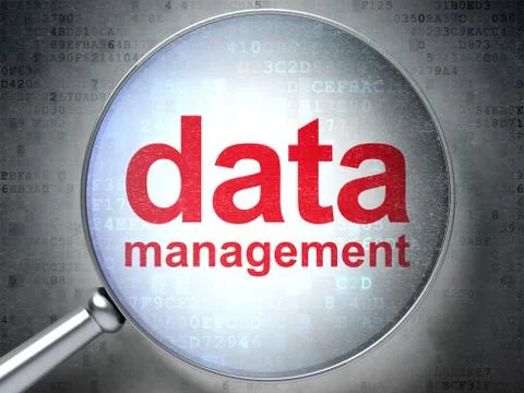 Data concept: Data Management with optical glass Stock Illustration
