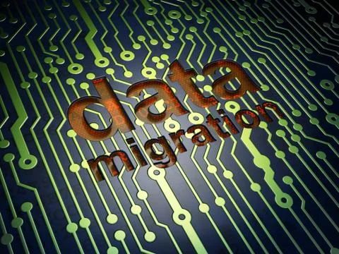Data concept: Data Migration on circuit board background Stock Illustration