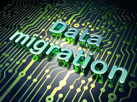 Data concept: Data Migration on circuit board background Stock Illustration