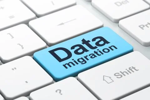 Data concept: Data Migration on computer keyboard background 스톡 일러스트