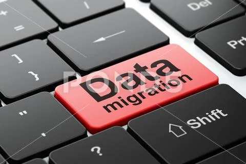 Data concept: Data Migration on computer keyboard background 库存插图