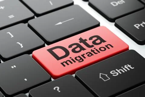 Data concept: Data Migration on computer keyboard background Stock Illustration